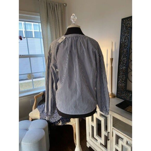 NWT Blue and White Stripped/Ruffled Gap Long Sleeve Shirt (Small) - Picture 3 of 5